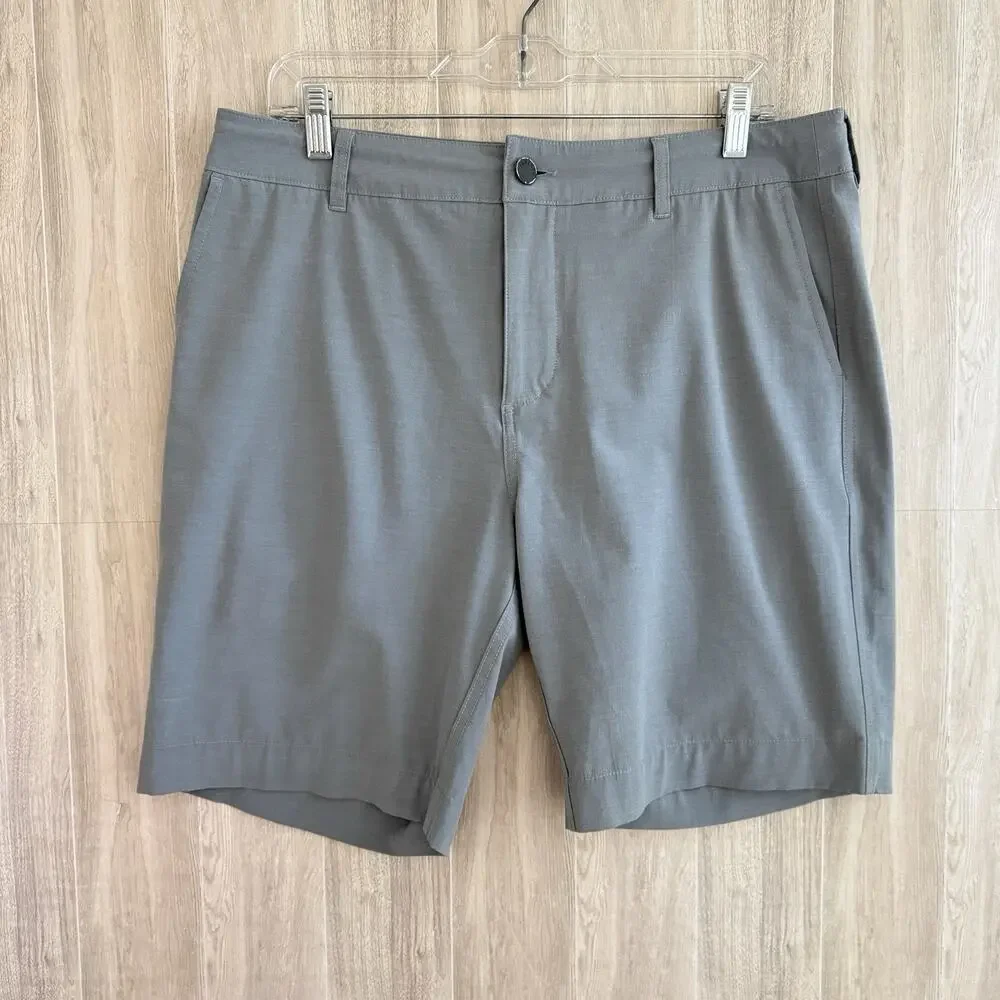 Faherty All Day Shorts Mens 33 Measures 34” Gray Chino Drawstring Stretch Casual